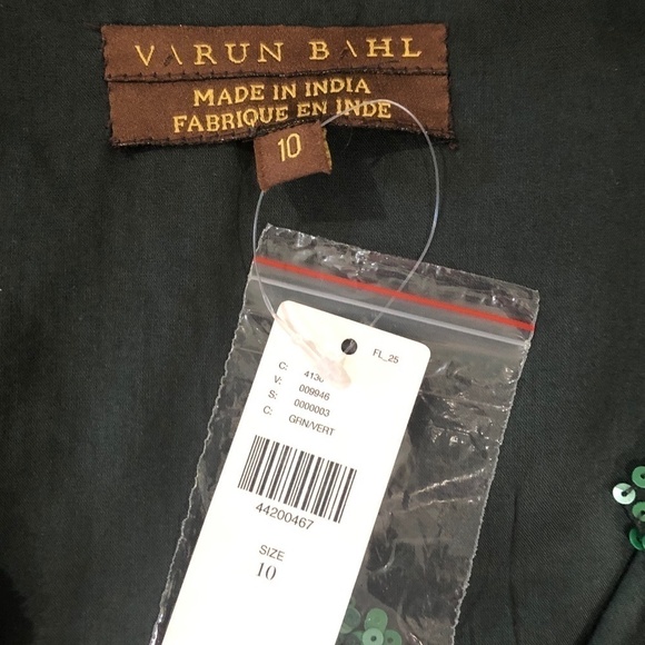 NWT Anthropologie Varun Bahl Calliope Emerald Green Sequined Dress Sz 10 - Picture 6 of 12